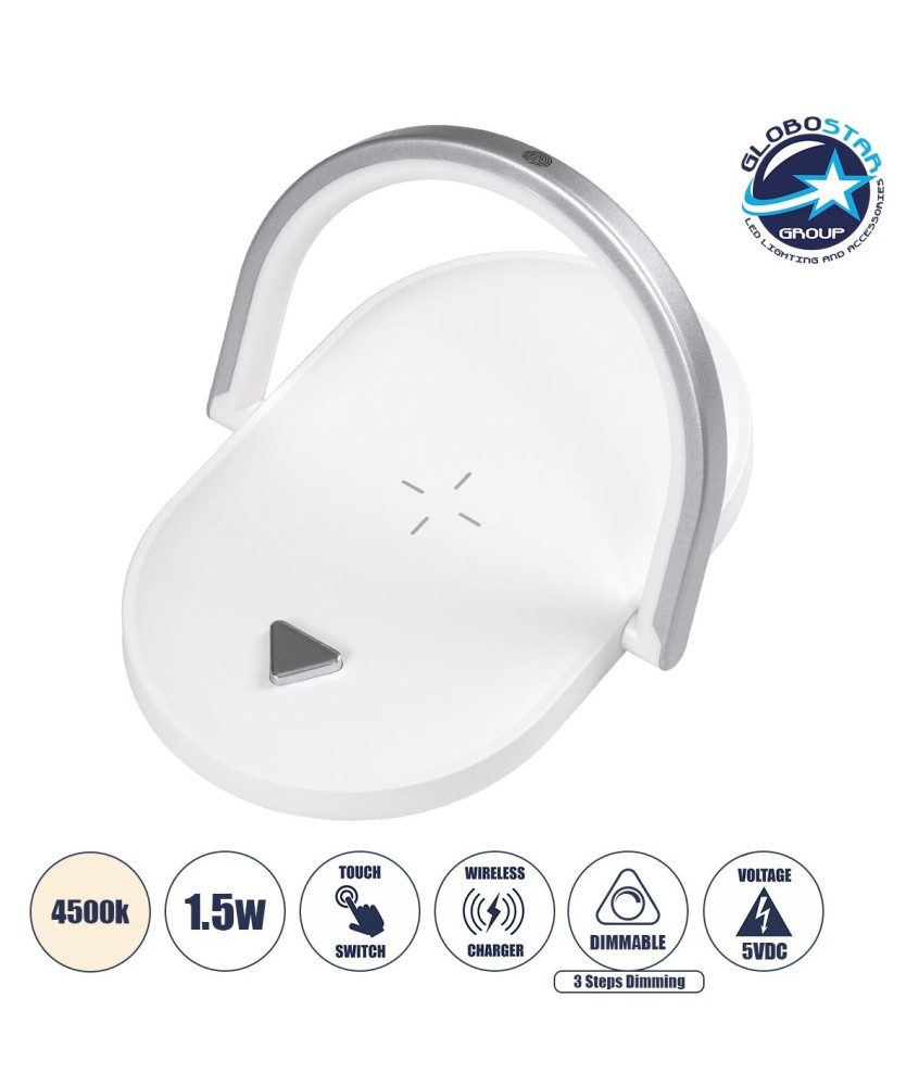 GloboStar® ECLIPSE 76559 Επιτραπέζιο Φωτιστικό Πορτατίφ LED 15W 1200lm 180° AC 220-240V IP20 Φυσικό Λευκό 4500K Dimmable Λευκό Πλαστικό - Μ17 x Π13 x Υ10cm - 2 Xρόνια Εγγύηση